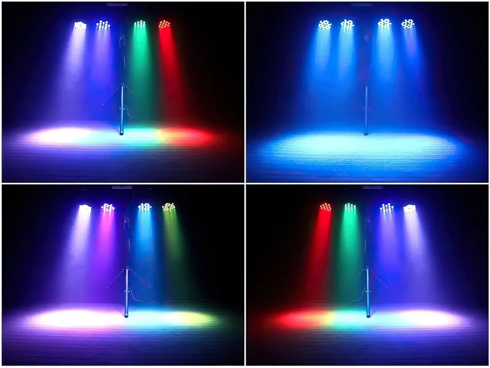 RGB-Strahler setzen einen Raum farbig in Szene